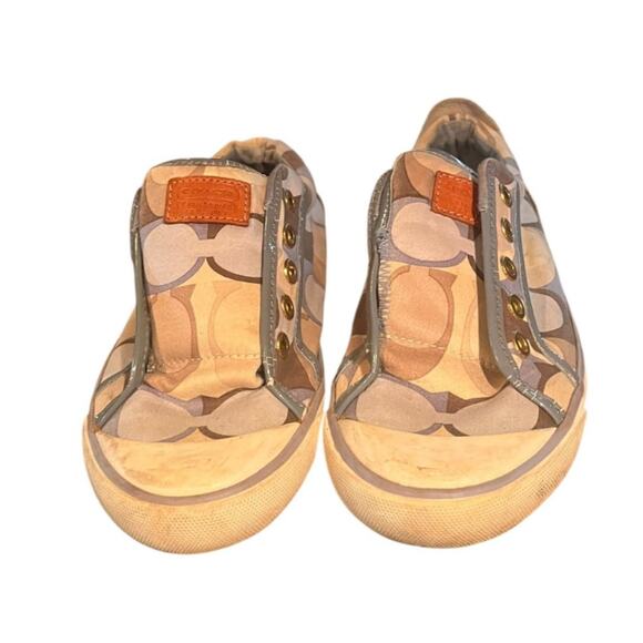 Coach Barrett Signature Women's Sneakers Canvas Light Blue & Tan Size - Picture 1 of 5
